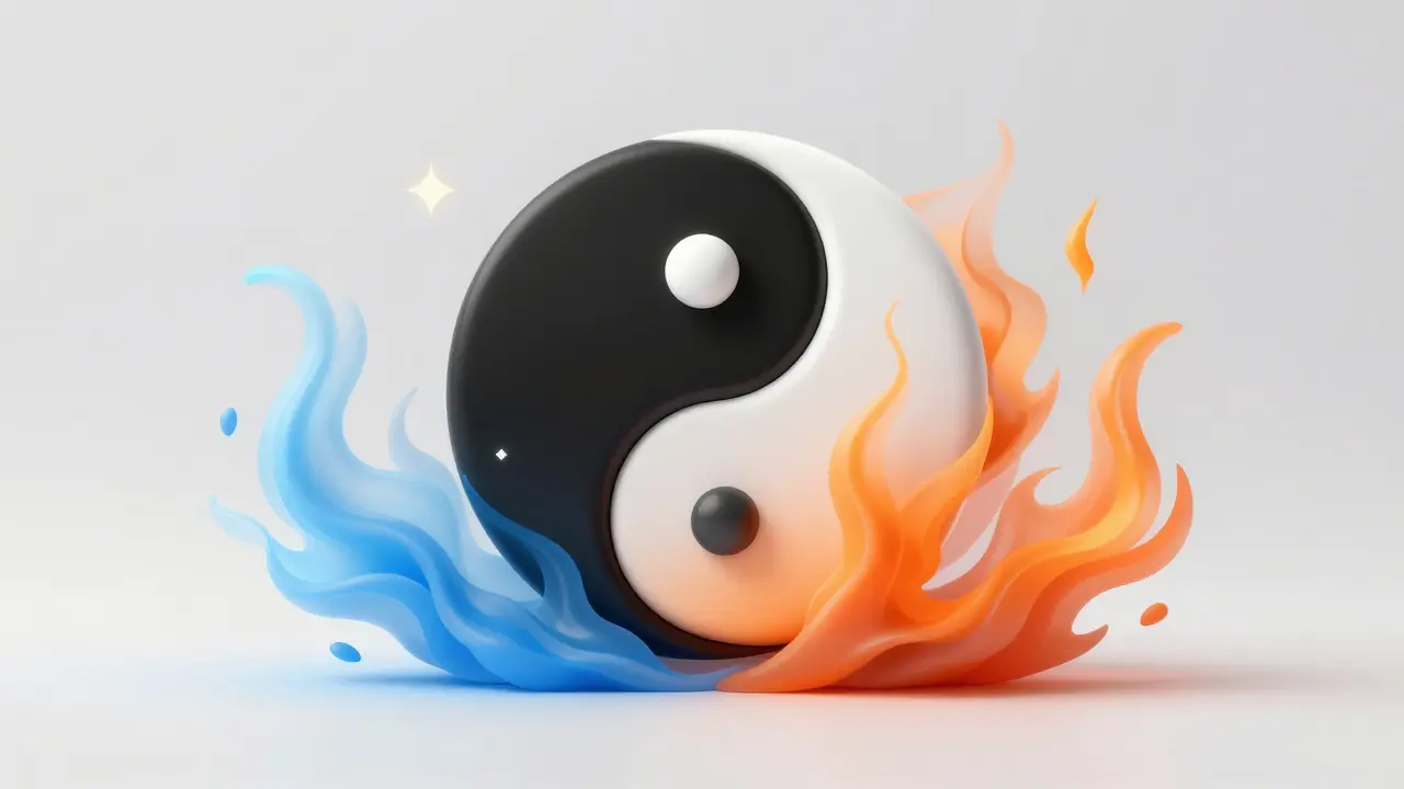 Symbol Yin a Yang představující rovnováhu energií